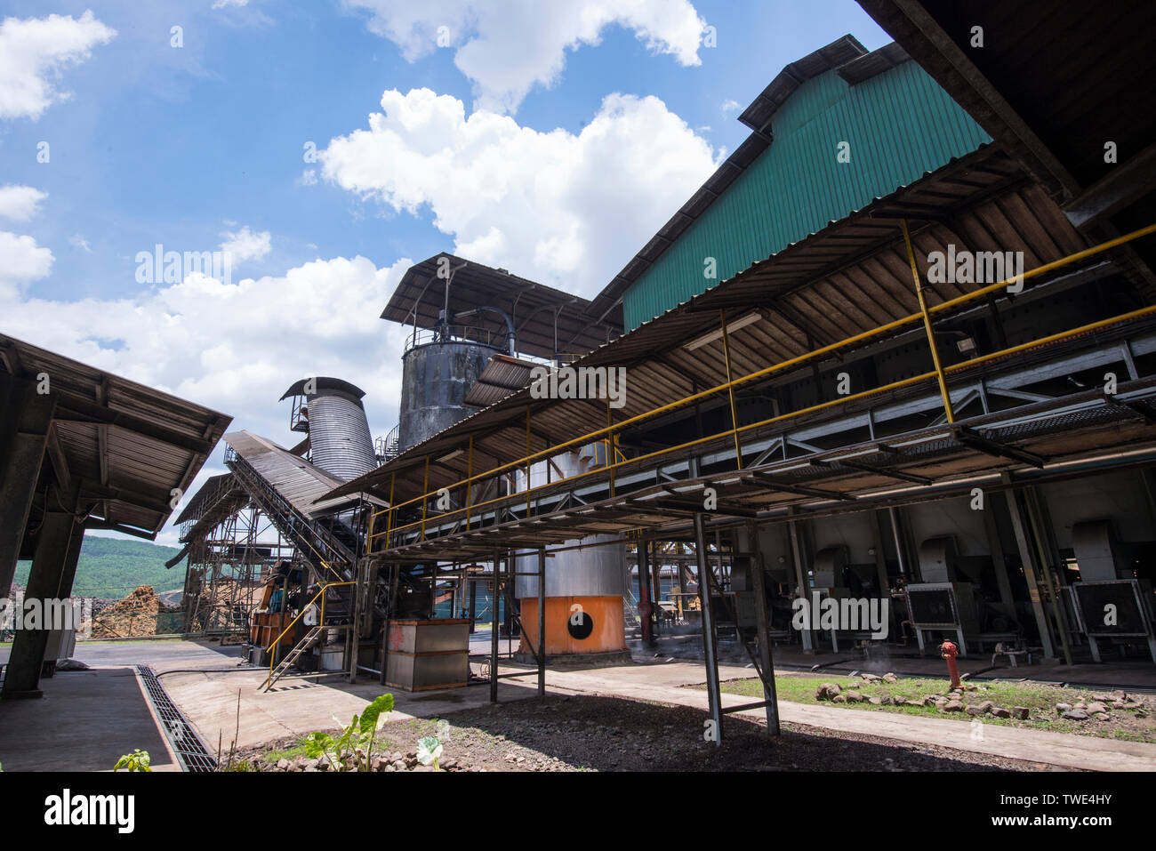 Palmöl Verarbeitungsbetrieb, in der Nähe von Tawau, Sabah, Borneo, Malaysia. Stockfoto