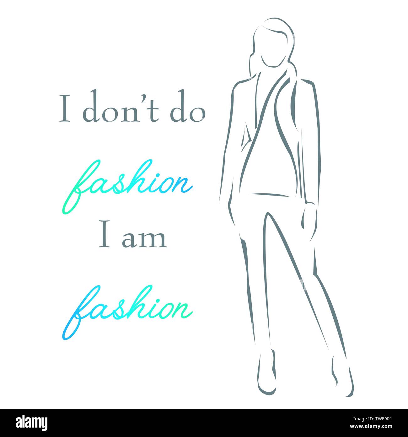 Inspirierende Zitat über Mode- Frau in eleganten Kleid- Typografie motivierende Zitat Stock Vektor