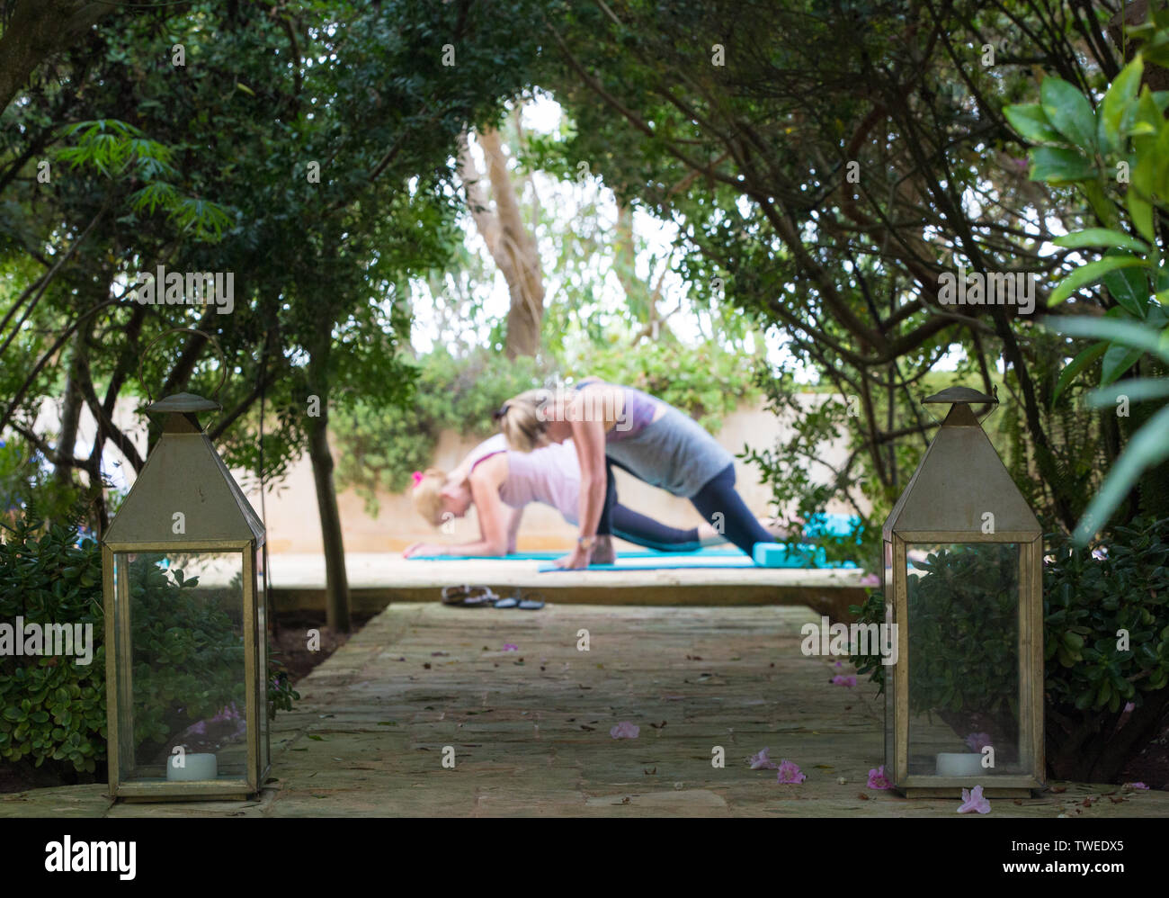 Yoga Retreat in Marokko. Stockfoto
