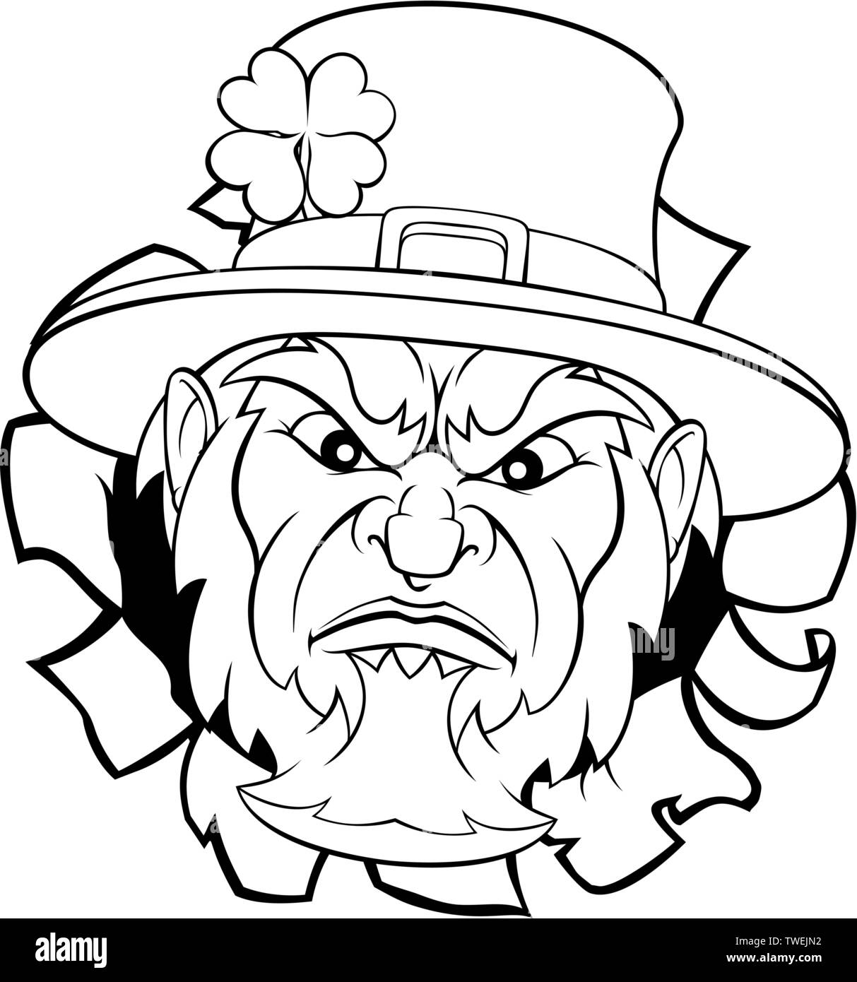 Leprechaun Sport Maskottchen Ripping Hintergrund Stock Vektor