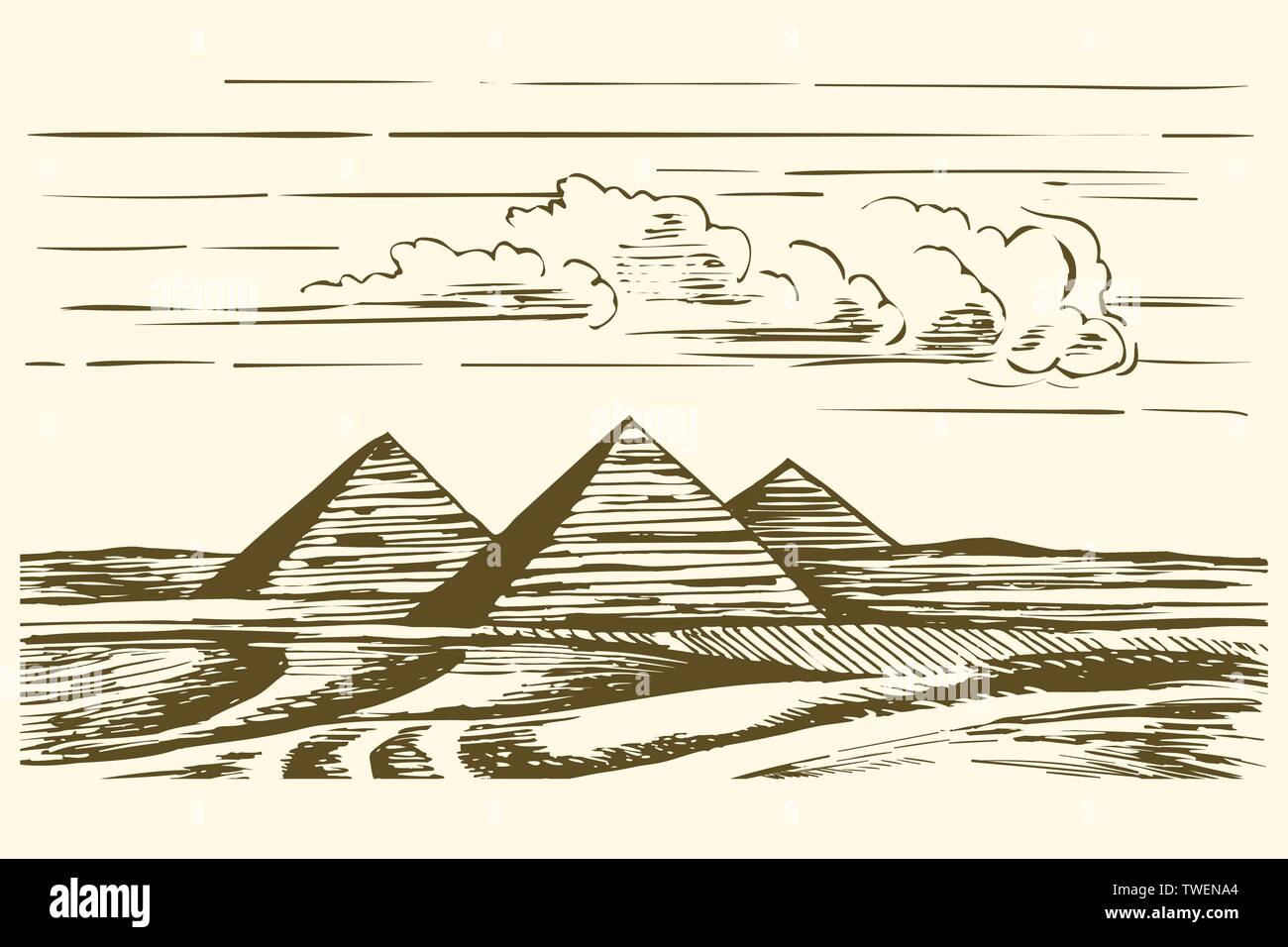 Ägyptischen Pyramiden Vektor Skizze Abbildung Stock-Vektorgrafik - Alamy