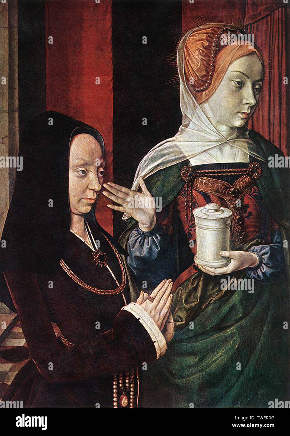 Jean Fouquet (oder Jean Heu) alias Meister von Moulins-Madeleine Bourgogne präsentiert die hl. Maria Magdalena 1490 Stockfoto