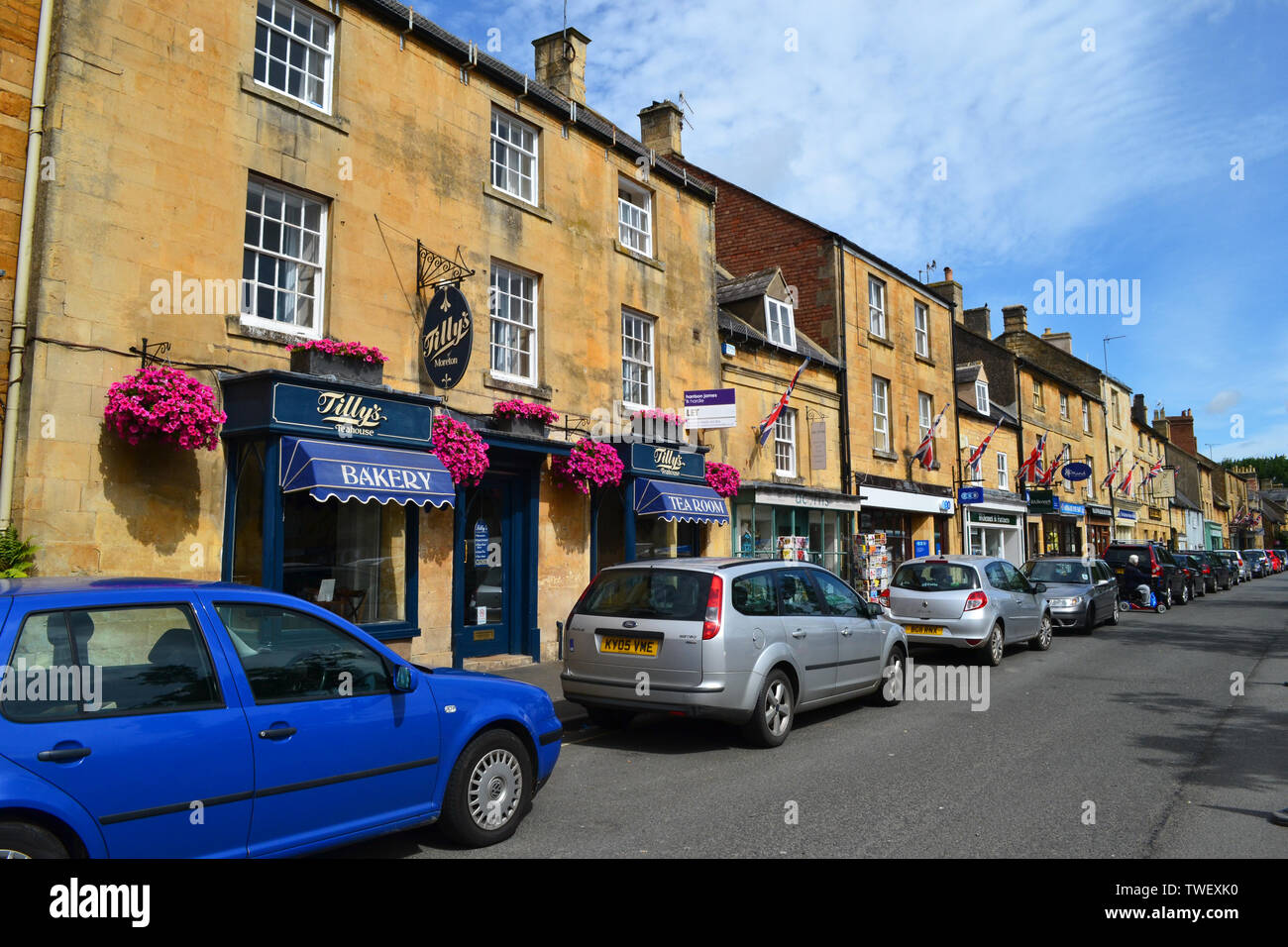 In Moreton-in-Marsh, Gloucestershire, Vereinigtes Königreich. Ein Dorf in den Cotswolds. Stockfoto