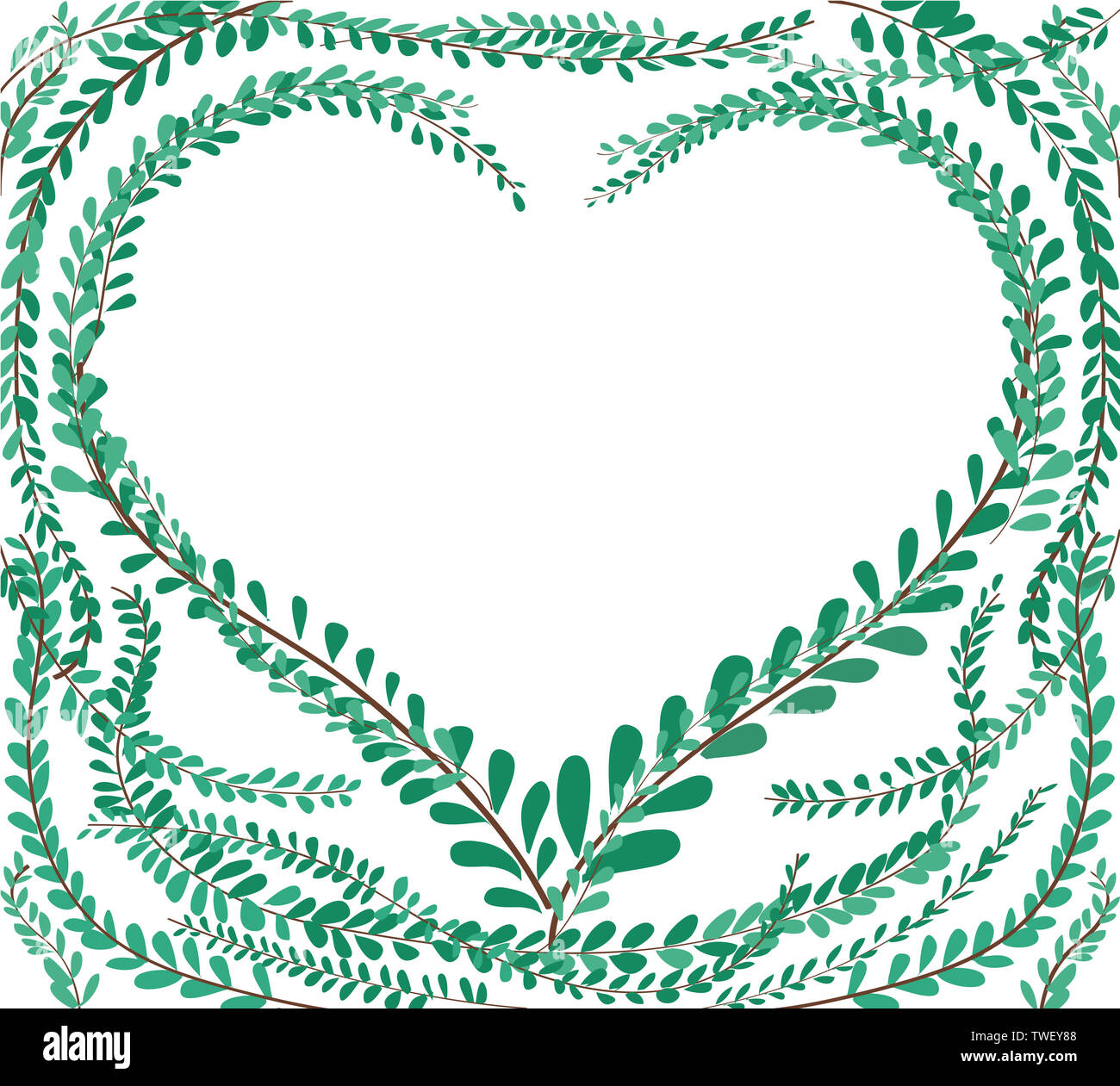 Herzform in grün Pastell treibt Mantel Tasten, Mexikanische daisy Hintergrund EPS 10. Stockfoto