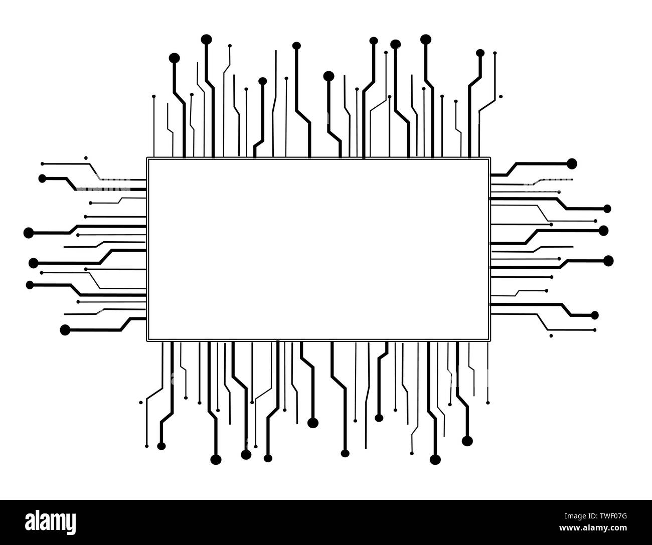 Microchip box Technologie Linie Hintergrund Stockfoto