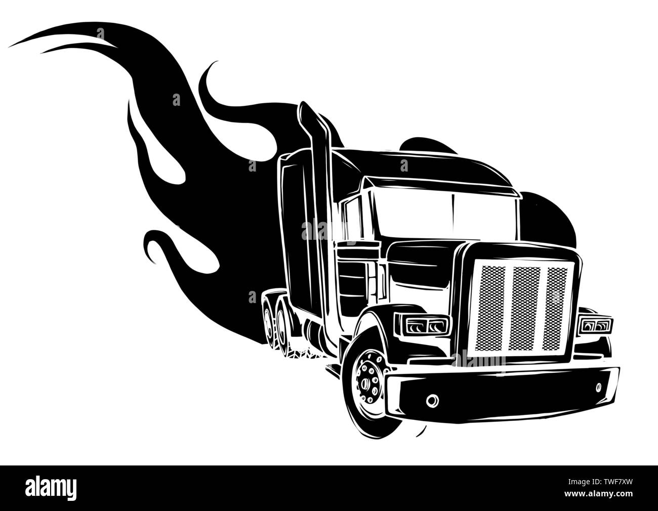 Vektor Cartoon Semi Truck. Vector Illustration Design Stock Vektor