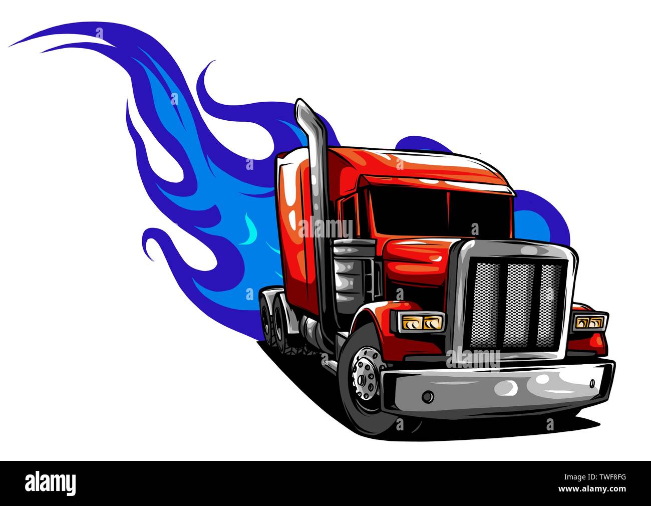 Vektor Cartoon Semi Truck. Vector Illustration Design Stock Vektor