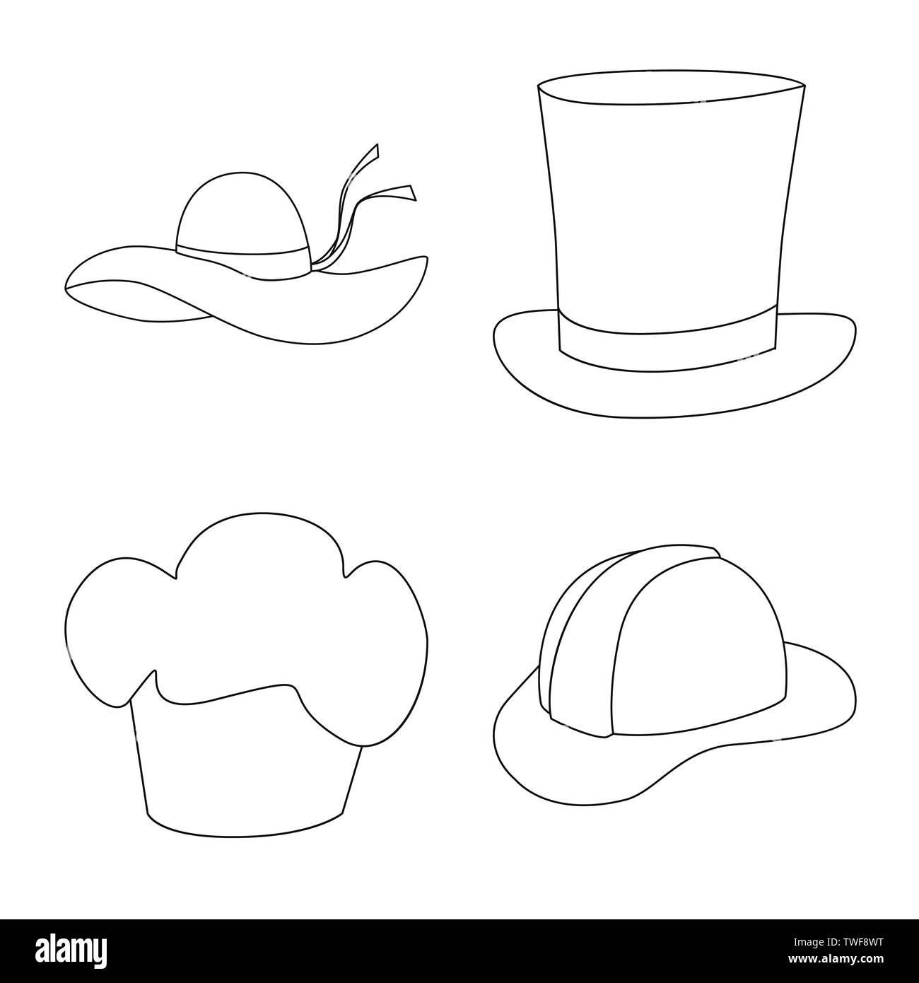 Isoliertes Objekt von Kopfbedeckungen und napper Symbol. Satz von Kopfbedeckungen und Helm vektor Illustration. Stock Vektor