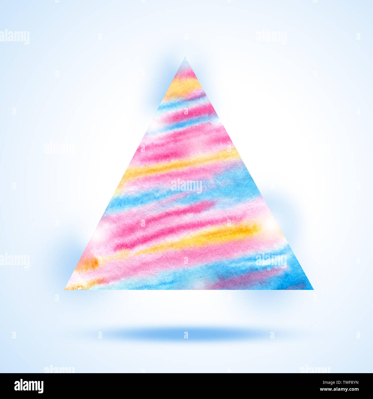 Aquarell Hintergrund: bunte Dreiecksform mit Schatten Stockfoto