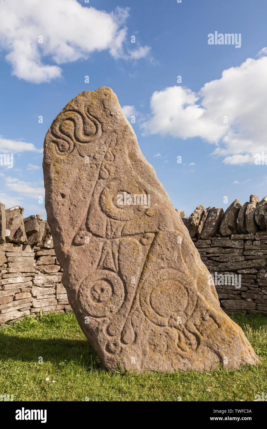 Piktischen symbol Stein auf Aberlemno in Angus in Schottland. Stockfoto