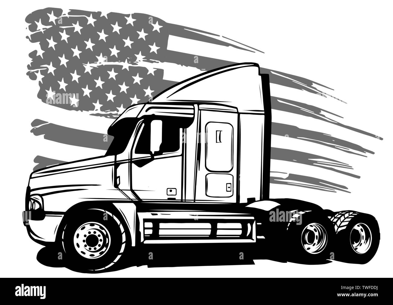 Classic American Truck. Vector Illustration mit American Flag Stock Vektor