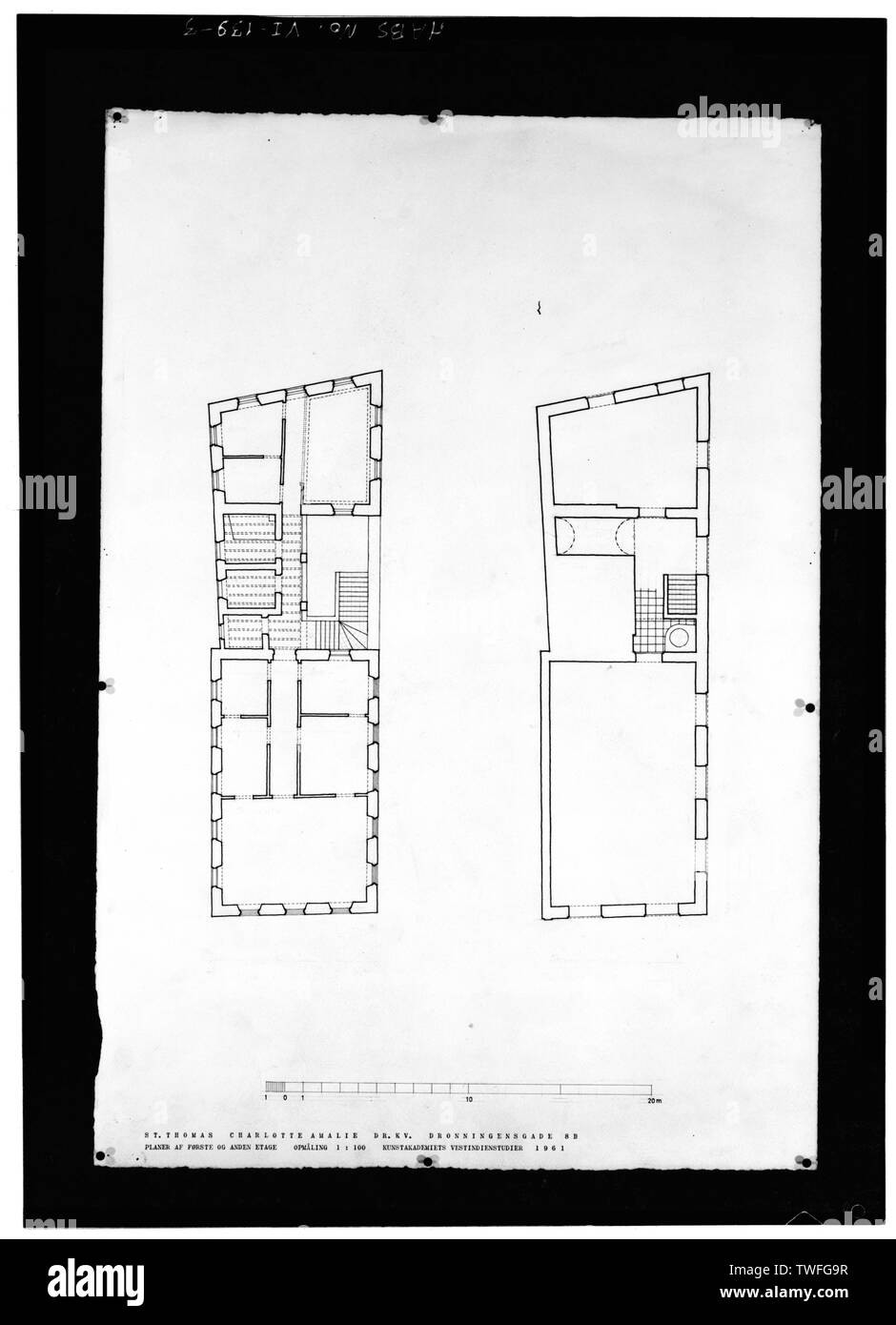 Pläne DER ERSTEN (rechts) und zweiten (LINKS) Ebenen - Dronningensgade 8B (Haus), 8 B Queen Street, Charlotte Amalie, St. Thomas, VI Stockfoto