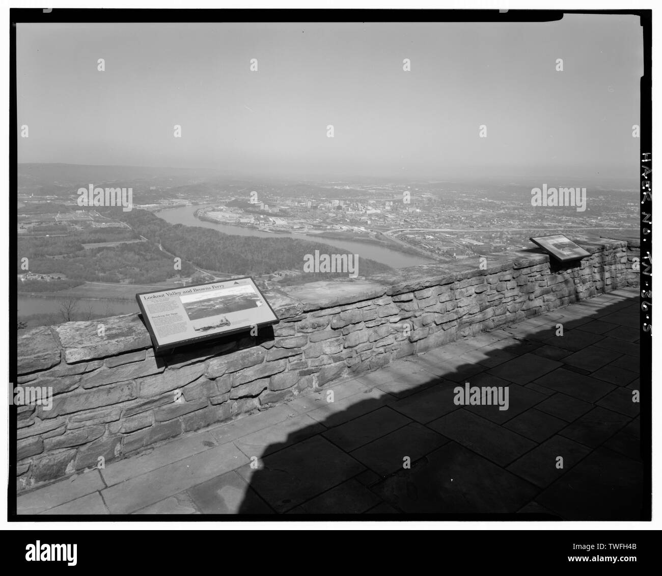 POINT PARK, ANSICHT VON CHATTANOOGA VON OCHS MUSEUM. Anzeigen NNE. - Chattanooga National Military Park Tour Straßen, Chattanooga, Hamilton County, TN; US-Krieg; National Park Service; Davis, Tim, Historiker; Brooks, Peter, Feld team Projektleiter; Croteau, Todd, Projektleiter; Junge, Kelly, Sender Stockfoto