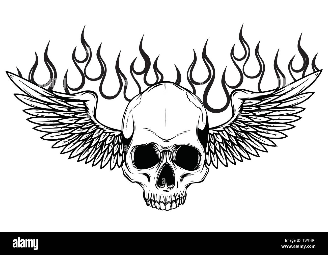 Winged Skull Sensenmann Zeichnung in einem Vintage Retro Holzschnitt geätzt oder graviert Stil Vektor Stock Vektor