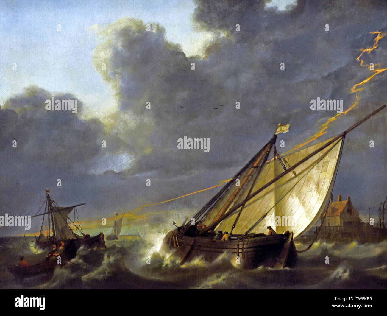 Boote gefangen in einem Sturm 1640 - 1650 Aelbert Cuyp 1620 - 1691 Niederlande Die Niederlande Stockfoto