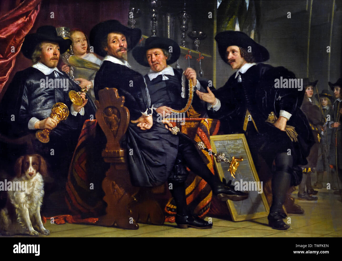 Die Führer der Bruderschaft der Armbrustschützen von San Sebastian, der Civic Guard von Amsterdam 1653 von Emanuel de Witte 1613 - 1670 Niederländisch, den Niederlanden. Stockfoto