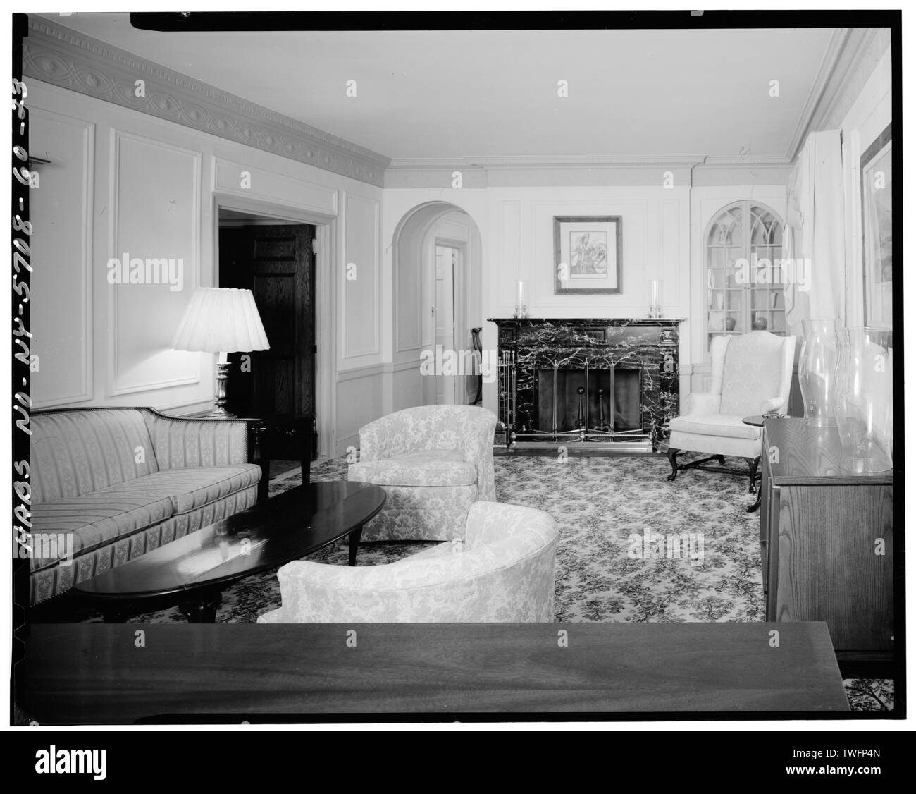 PRESIDENTIAL SUITE, WOHNZIMMER - US Military Academy, Gebäude Nr. 674, West Point, Orange County, NY Stockfoto