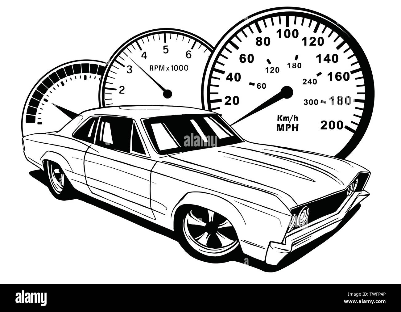 Alte Schule. Muscle Car. Vector Illustration Stock Vektor