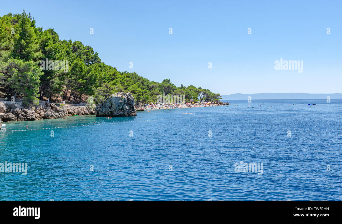 Adria Strand des Ferienortes Brela, Kroatien. Stockfoto