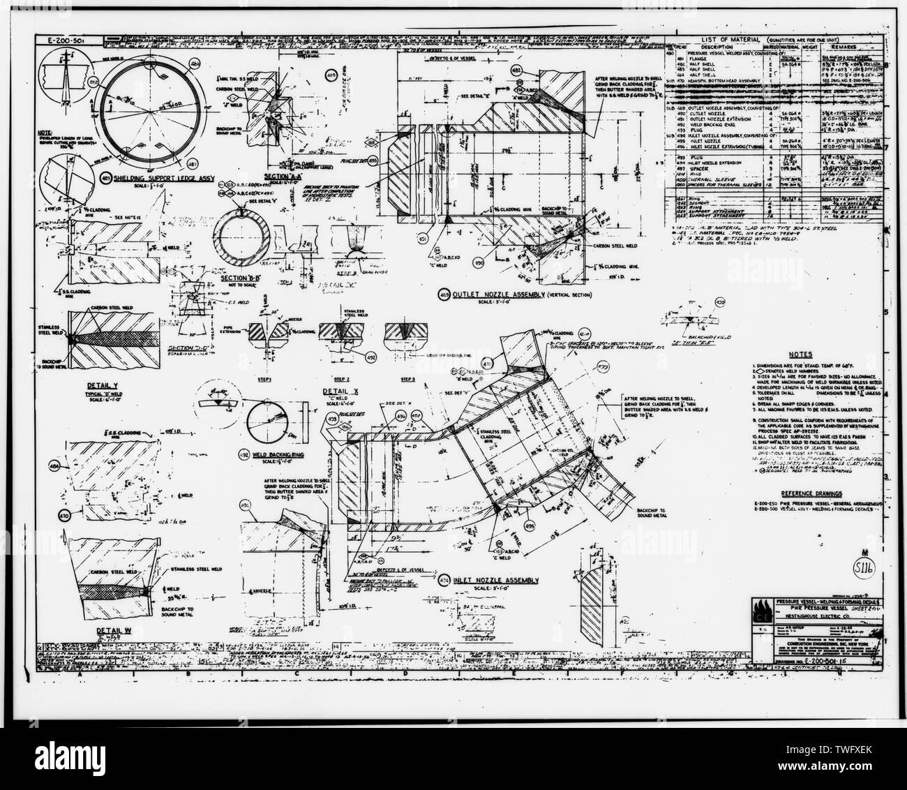 PWR DRUCKBEHÄLTER - Kernkraftwerk Shippingport, am Ohio River, 25 km nordwestlich von Pittsburgh, Shippingport, Beaver County, PA; Hyman Rickover, G; Duquesne Light Company; U.S. Department of Energy; Atomic Energy Commission; Westinghouse Electric Corporation; Bettis Atomic Power Laboratory; Stein und Webster Engineering Corporation; Dravo Corporation; Simpson, John W; Gray, John E; Barker, Joseph H; Iselin, Donald G; Combustion Engineering, Incorporated; Knolls Atomic Power Laboratory; Clark, Philip R; Leighton, David T; Mealia, John E; Raab, Harry F; Thomas, Charles R; Vaughn, James Stockfoto