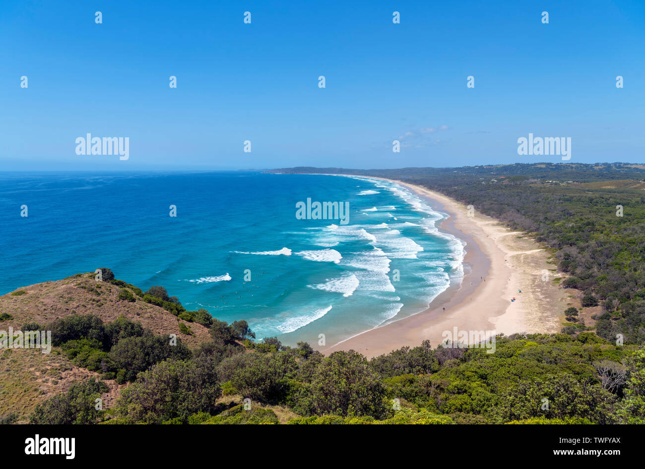 Blick über Byron Bay von Cape Byron, Conservation Park, New South Wales, Australien Stockfoto
