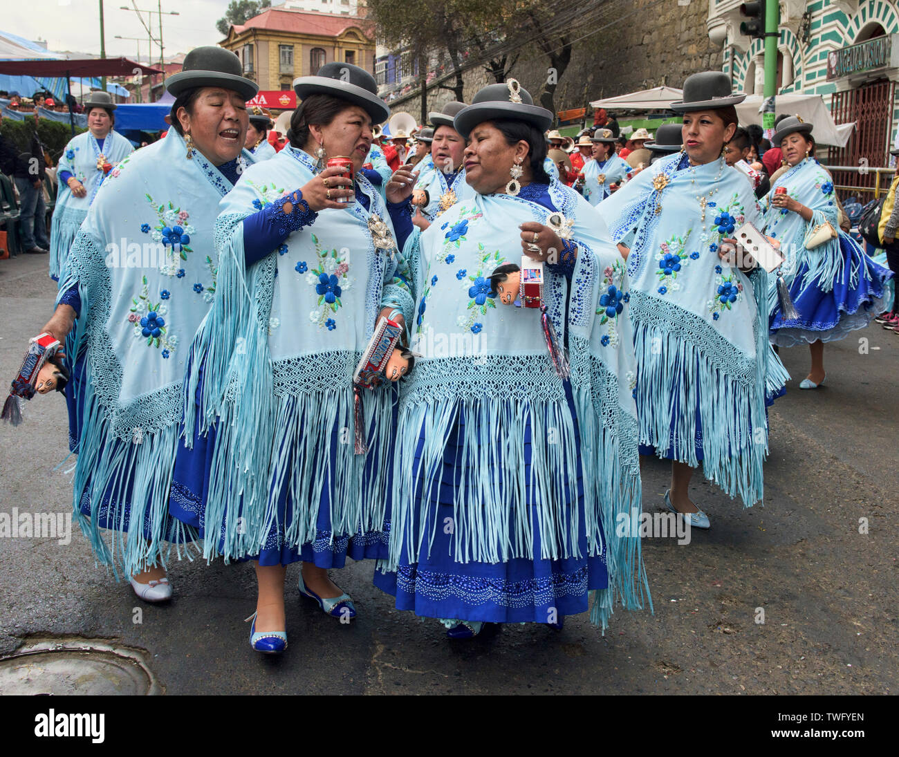 Cholitas im Gran Poder Festival, La Paz, Bolivien feiert Stockfoto