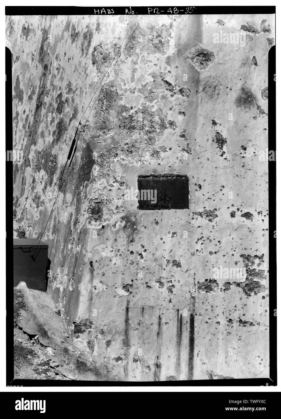 Gedenktafel an der Ecke des Ochoa Bastion gesehen aus dem Osten - Castillo de San Felipe del Morro, nordwestlichen Ende des San Juan, San Juan, San Juan Municipio, PR; Baustista; Antonelli, Juan de Salazar, Pedro, Preis, Gigi B, Sender; Klugh, T, Sender; Behrens, Tom, Sender; Boucher, Jack E, Fotograf; Preis, Virginia B, Sender Stockfoto