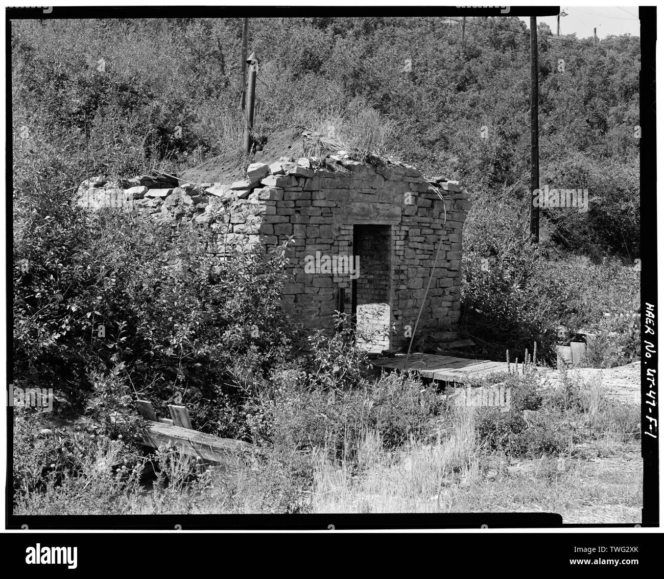 Pulver Verschütten - Park Utah Mining Company - keetley Grubengebäude, Pulver Verschütten, 1 Meilen östlich der USA 40 bei Keetley, Heber City, Wasatch County, UT Stockfoto