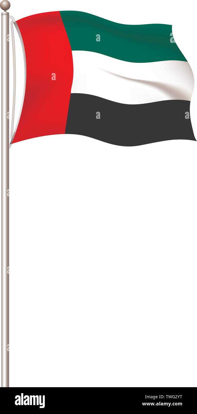 World Flags. Land nationale Flagge Post transparenten Hintergrund. Vereinigte Arabische Emirate. Vector Illustration. Stock Vektor