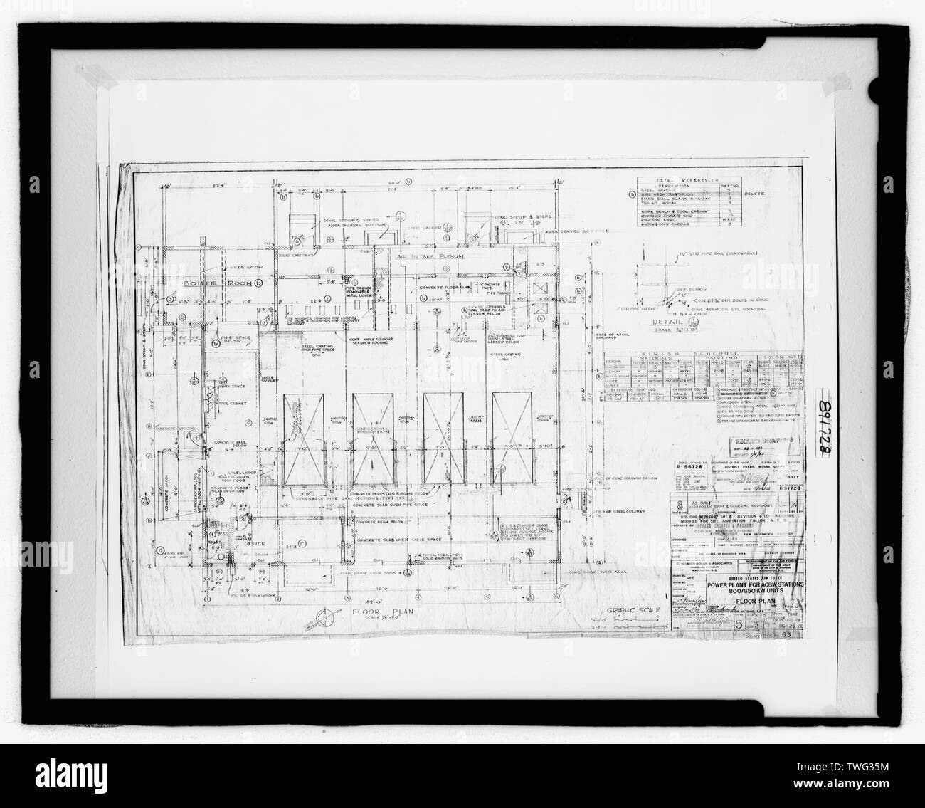 Kraftwerk Motor leitungen Grundriss, Blatt 71 130 - Naval Air Station Fallon, Kraftwerk, 800 Komplexe, aus Carson Straße in der Nähe der Kreuzung von Weide und Berney Straßen, Fallon, Churchill Grafschaft, NV Stockfoto