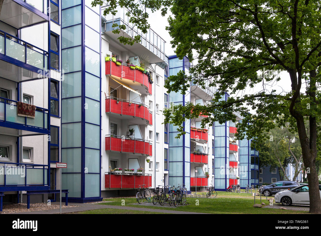 Der Stegerwald Wohnsiedlung im Stadtteil Mülheim, Klima - Schutz Wohnsiedlung, Köln, Deutschland sterben Stegerwaldsiedlung im Stadtteil Muel Stockfoto