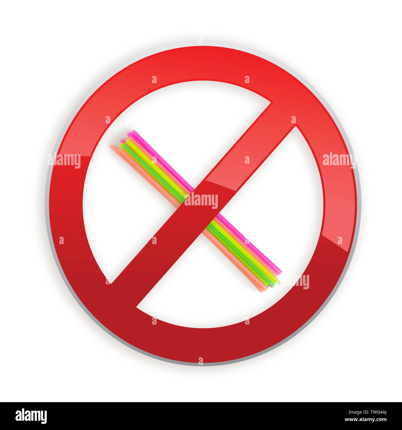 Kein Plastik Strohhalme Konzept. Auf weiß isoliert. Stockfoto