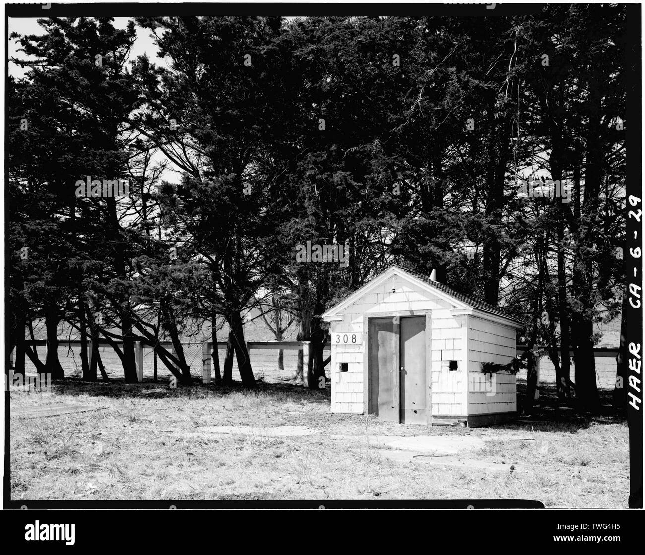 Pumpenhaus; S und E Seiten des Gebäudes. - Nummer Argüello Coast Guard Rescue Station, Lompoc, Santa Barbara County, CA Stockfoto