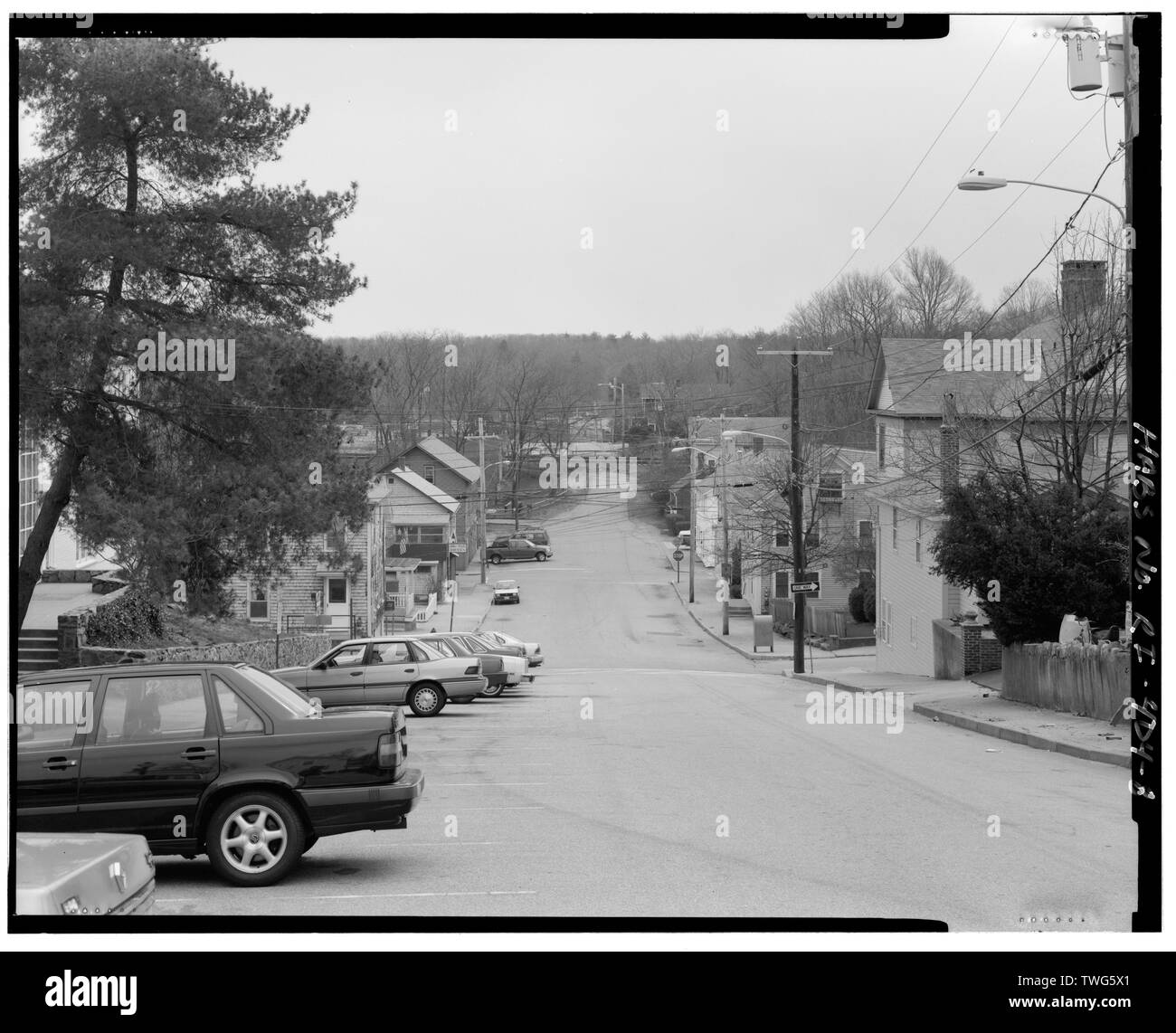 Queen Street, Blick nach Osten von der Main Street. - East Greenwich, etwa durch Teilung, Wasser, London und Peirce Straßen, East Greenwich, Kent County, RI, öffentlicher Archäologie Labor, Incorporated, Auftragnehmer; Adams, Virginia H, Projektleiter; Vergara, M, Sender; Brewster, Robert, Fotograf; Olausen, Stephen, Historiker; Harrington, Mary Kate, Historiker Stockfoto