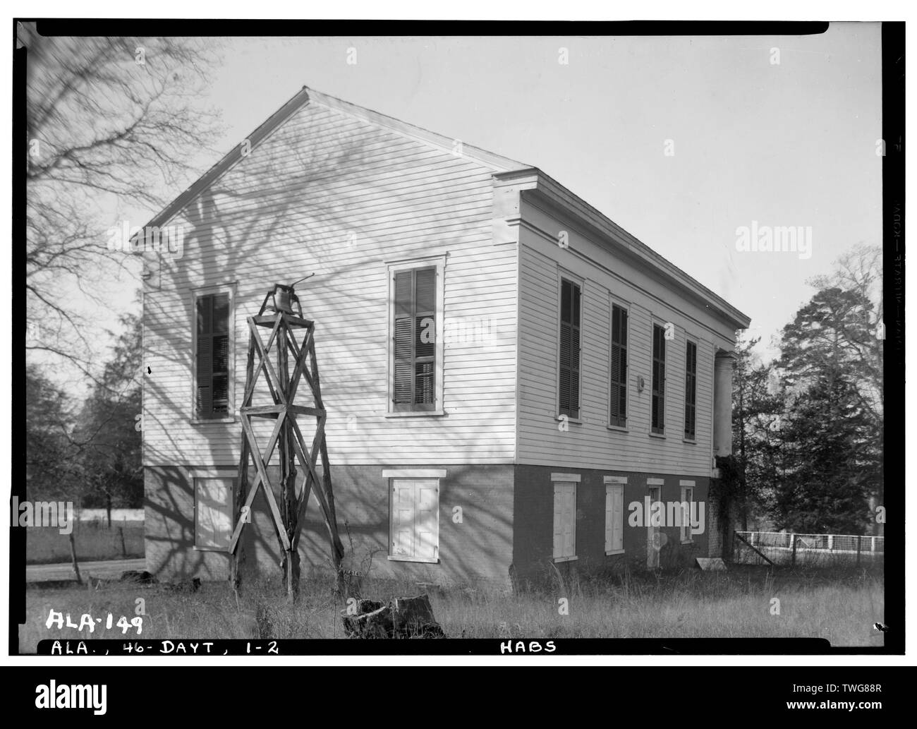 Historischer amerikanischer Gebäude Umfrage Alex Bush, Fotograf, Dezember 12, 1936 HINTEN (Ost- und Nordseite - Methodistische Kirche, State Highway 25, Dayton, Marengo County, AL Stockfoto