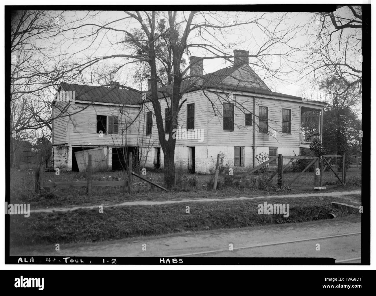 Historischer amerikanischer Gebäude Umfrage E. W. Russell, Fotograf, Januar 22, 1937, HINTEN (Norden) UND WEST SIDE - Allgemeine Theopolis Toulmin House, 307 University Boulevard (verschoben auf Mobile, AL), Toulminville, Mobile County, AL Stockfoto