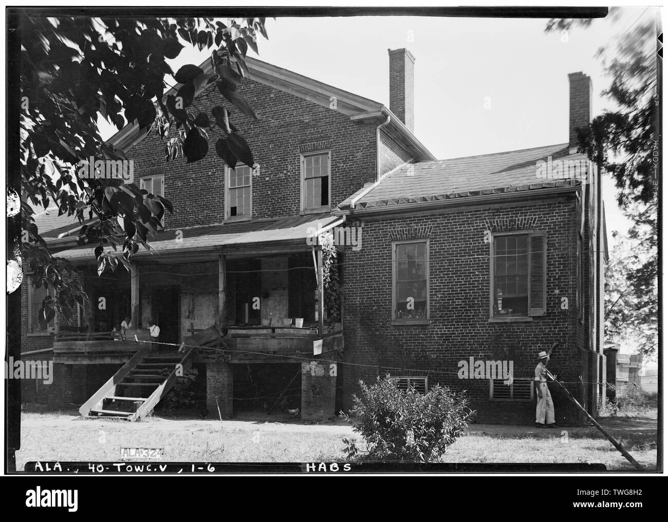 Historischer amerikanischer Gebäude Umfrage Alex Bush, Fotograf, 6. August 1935 HINTEN (Norden) WEST SIDE. Übersicht Gesims - Saunders-Goode-Halle Haus, State Highway 101, Stadt Creek, Lawrence County, AL Stockfoto