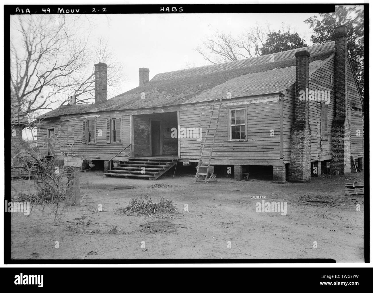 Historischer amerikanischer Gebäude Umfrage E. W. Russell, Fotograf, Januar 8, 1937 HINTEN (im Westen) und SÜDSEITE - Cooper-Beasley Haus, County Road 96 (Old Saint Stephens Road), Mount Vernon, Mobile County, AL Stockfoto