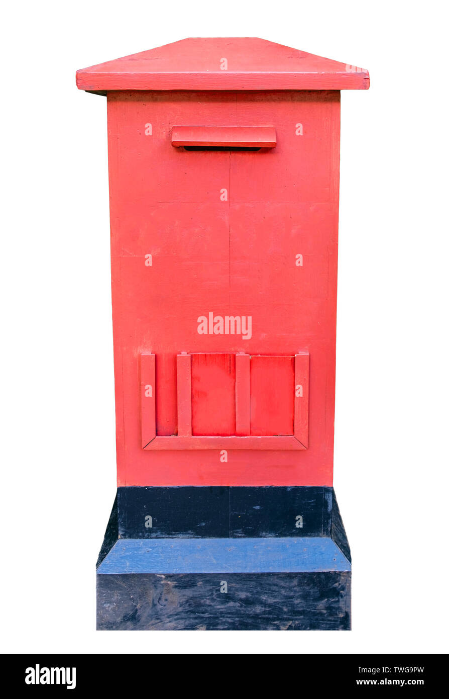 Post Red Box, auf Hintergrund isoliert Stockfoto