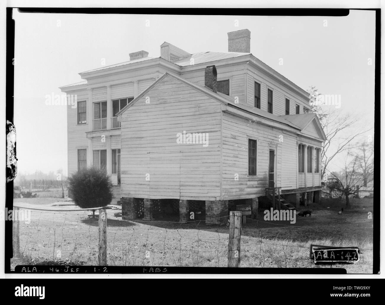 Historischer amerikanischer Gebäude Umfrage Alex Bush, Fotograf, Januar 12, 1935, HINTERE UND SEITLICHE ANSICHT N.E. - W. G. Allen House, State Highway 28, Jefferson, Marengo County, AL Stockfoto