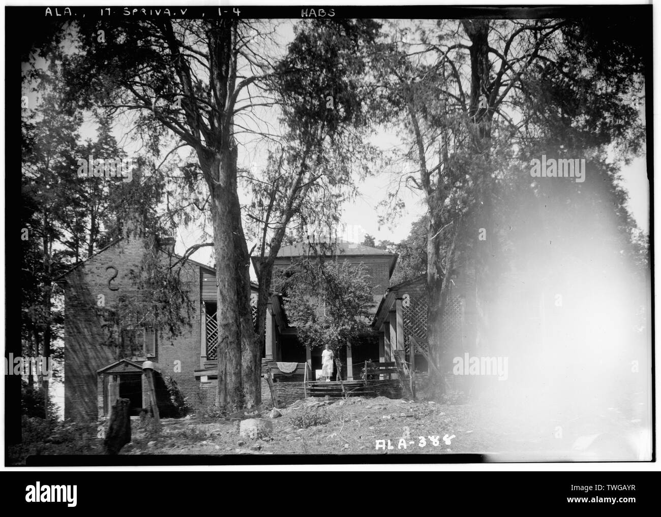 Historischer amerikanischer Gebäude Umfrage Alex Bush, Fotograf, Mai 20, 1936, Hintere Höhe (Süd)-Belmont, US-Highway 43, Spring Valley, Colbert County, AL Stockfoto