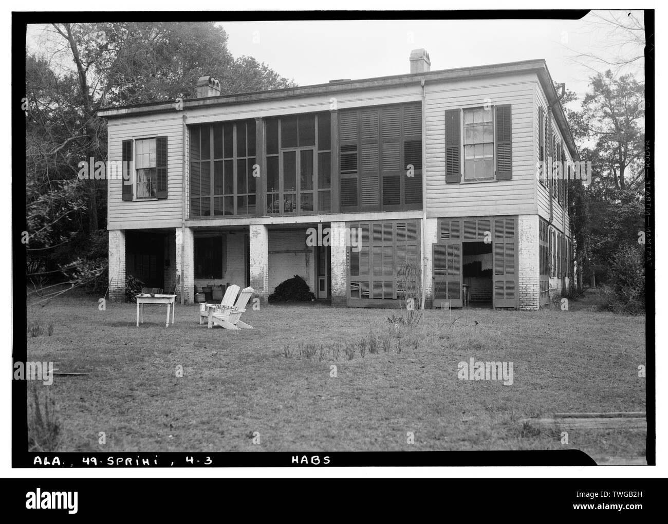 Historischer amerikanischer Gebäude Umfrage E. W. Russell, Fotograf, Januar 14, 1937, Hintere Höhe (WEST) - Azalea Grove, 55 South McGregor Avenue, Spring Hill, Mobile County, AL Stockfoto