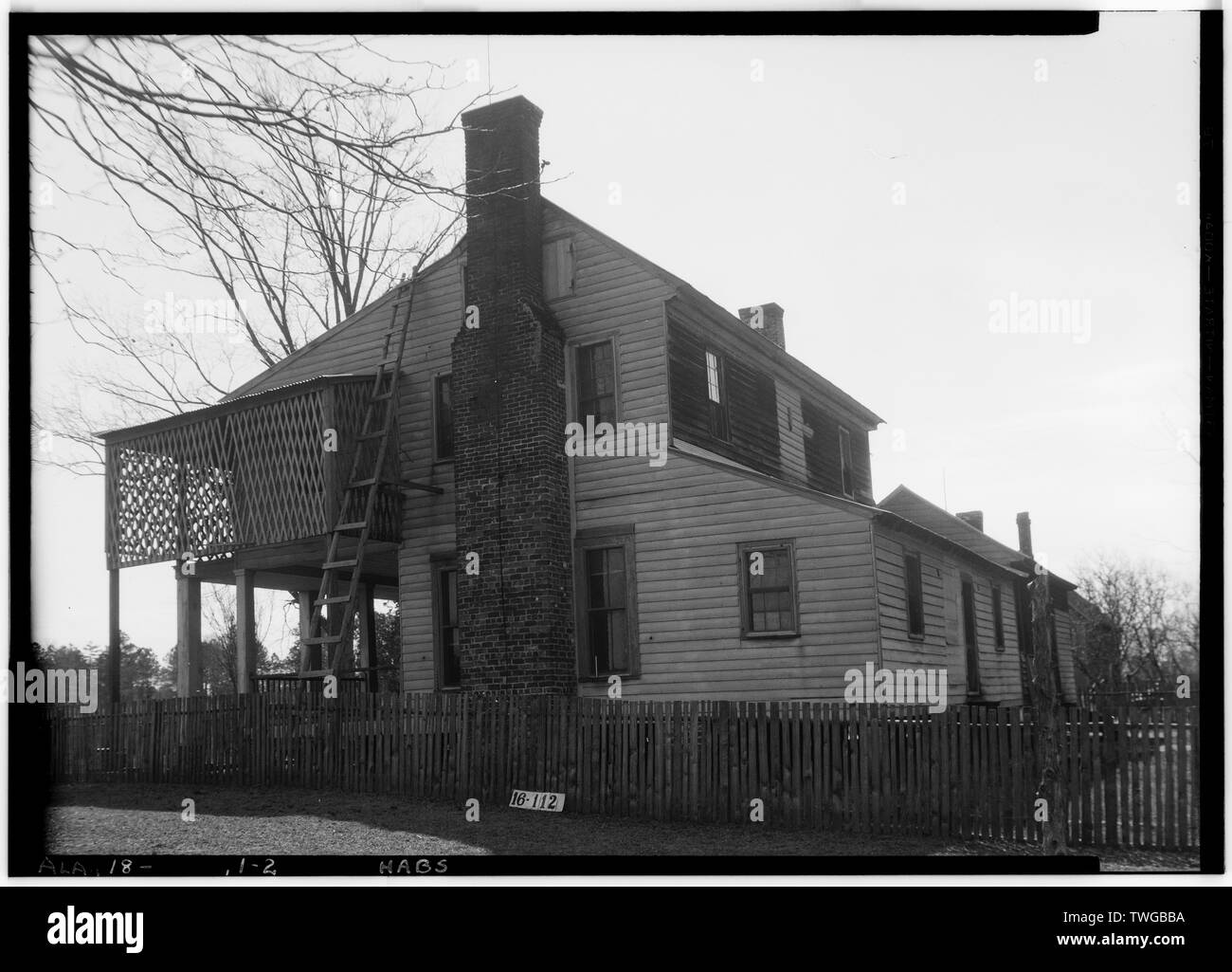 Historischer amerikanischer Gebäude Umfrage W. N. Manning, Fotograf, März 6, 1934. Hintere Höhe - Watkins Haus, State Highway 30, verbrannte Mais, Conecuh County, AL Stockfoto