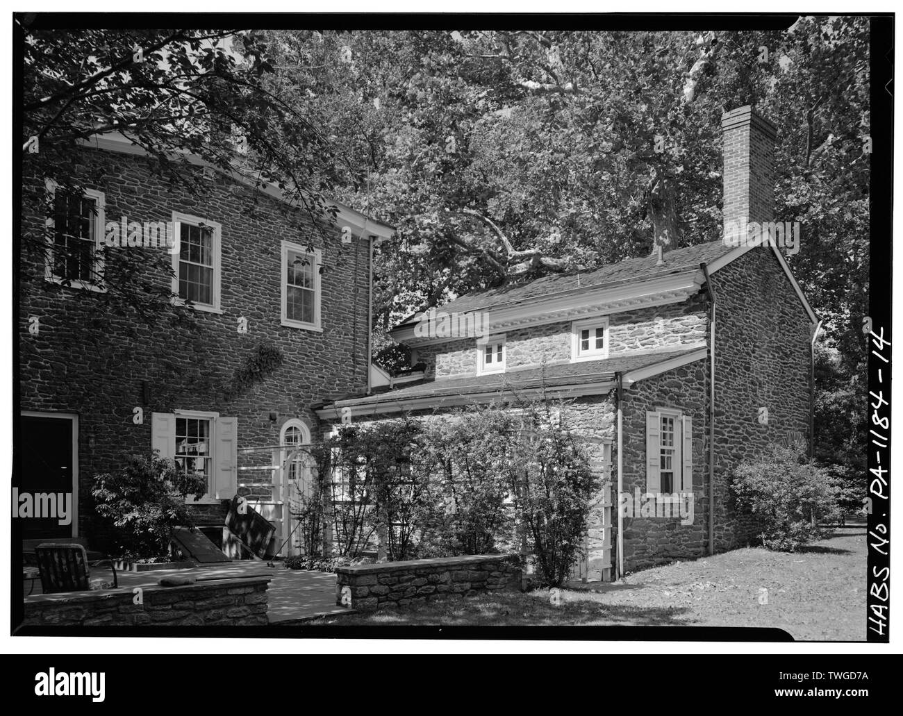 Rückseite des West Wing, von Nordosten - Cliveden, 6401 Germantown Avenue, Philadelphia, Philadelphia County, PA Stockfoto