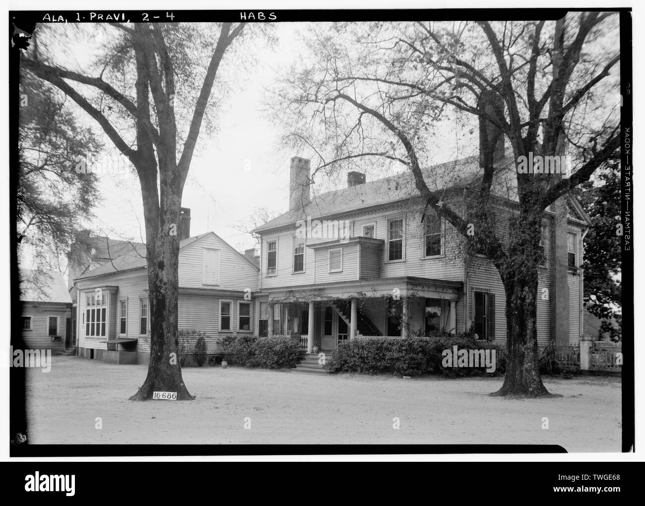 Historischer amerikanischer Gebäude Umfrage W. N. Manning, Fotograf, 16. April 1934. Ansicht von hinten. - Daniel Pratt House, Autauga Creek, Prattville, Autauga County, AL Stockfoto