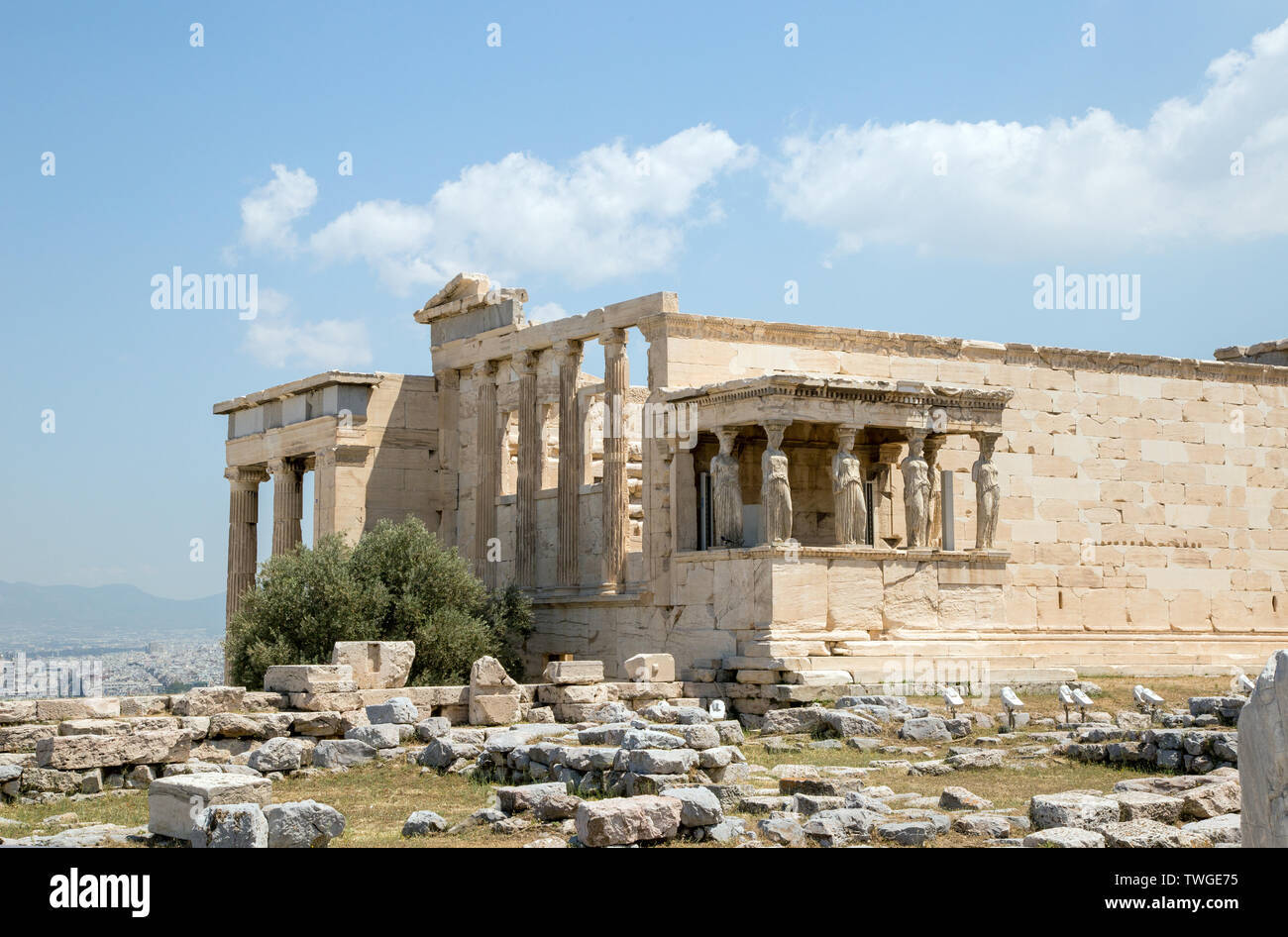 Die griechischen Akropolis in Athen mit der Stockfoto