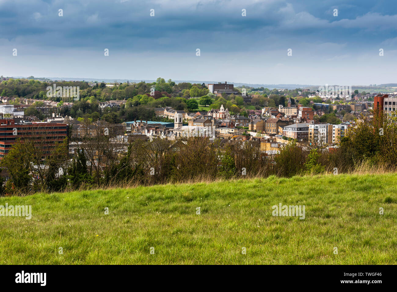 Chatham und Rochester gesehen von der Heritage Park in Gillingham Stockfoto