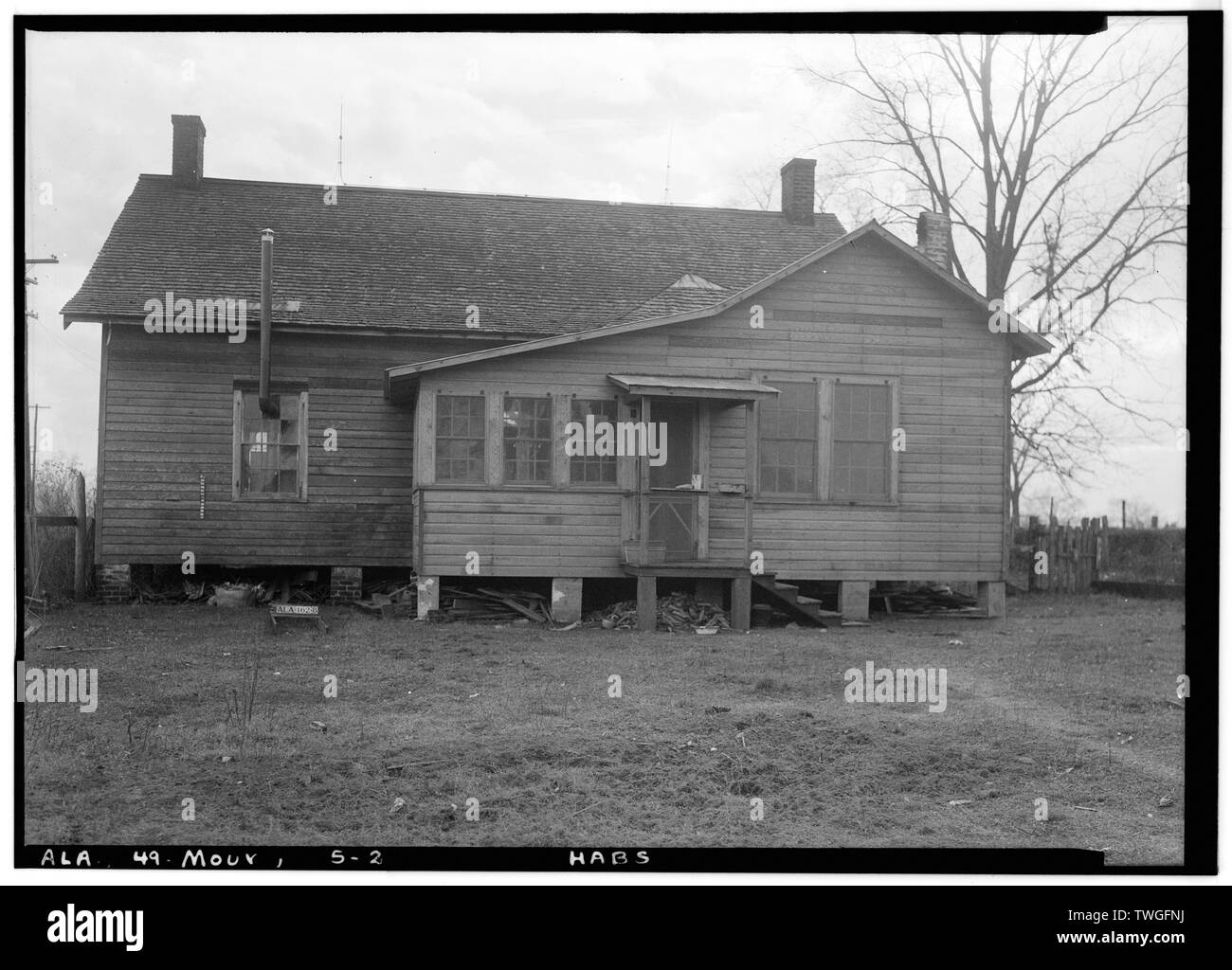 Historischer amerikanischer Gebäude Umfrage E. W. Russell, Fotograf, Januar 8, 1937 RÜCKANSICHT ZEIGT DEN LETZTEN HINAUS - Nelias fallen Haus, County Road 96 (Old Saint Stephens Road), Mount Vernon, Mobile County, AL Stockfoto