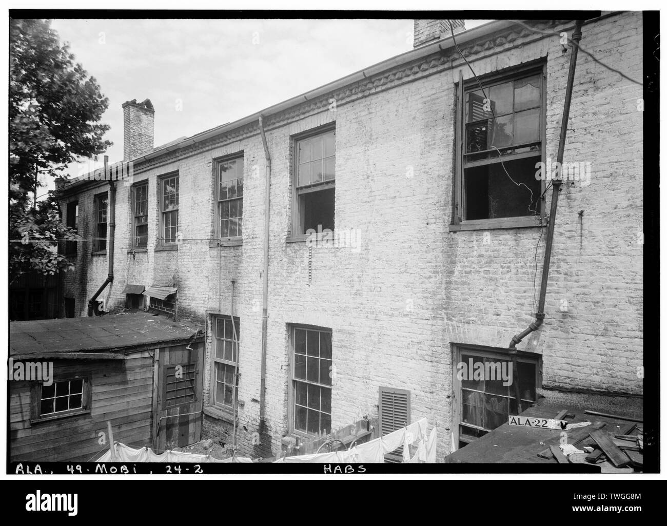 Historischer amerikanischer Gebäude Umfrage E. W. Russell, Fotograf, Juli 16, 1936 die hintere Wand DES HAUPTGEBÄUDES - Sanford-Staylor Haus und Diener' Quarters, 451-453 Saint Francis Street, Mobile, Mobile County, AL Stockfoto