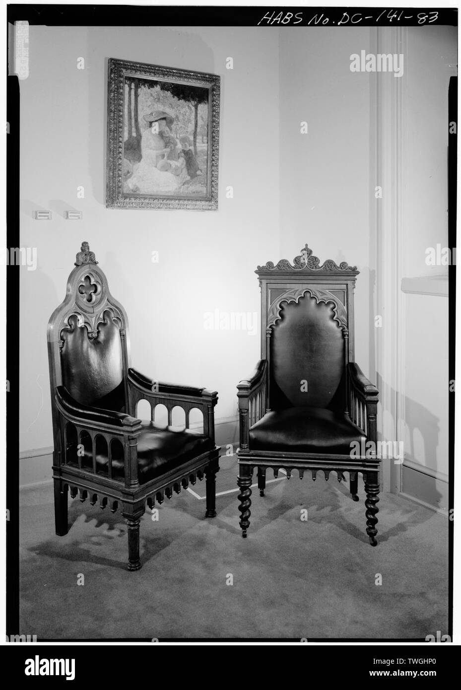 REGENTS' Stühle von James Renwick, JR. - Smithsonian Institution Building, 1000 Jefferson Drive, zwischen dem neunten und zwölften Straßen, Südwesten, Washington, District of Columbia, DC Stockfoto